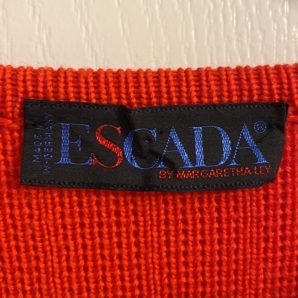 ESCADA 100% wool poncho cardigan in orange size 40 - Picture 9 of 10